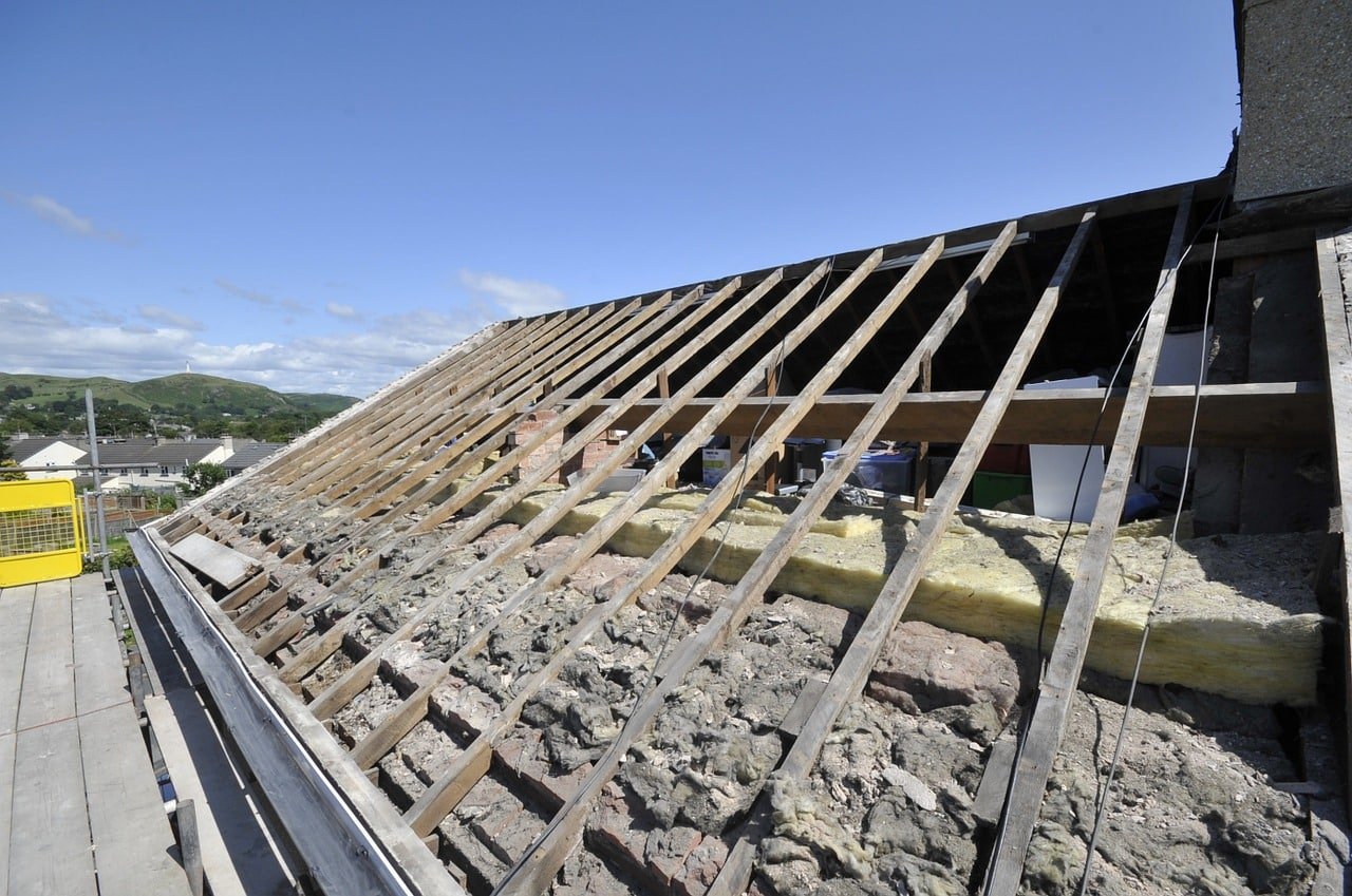 Roof removal and replacement on site, second photo